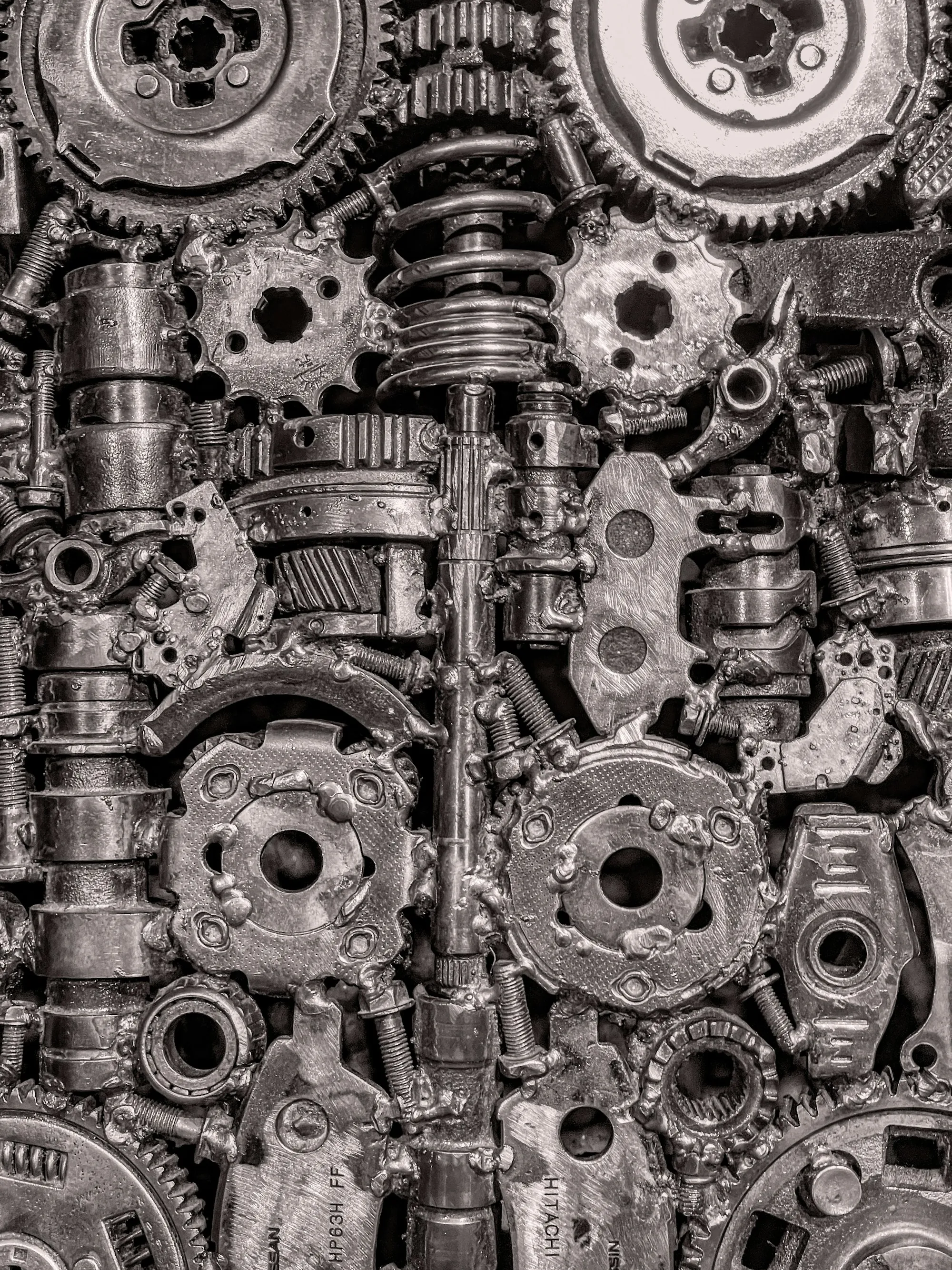 Heap of metal gears and sprockets